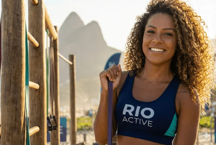 Smiling creator in Rio Active sportswear